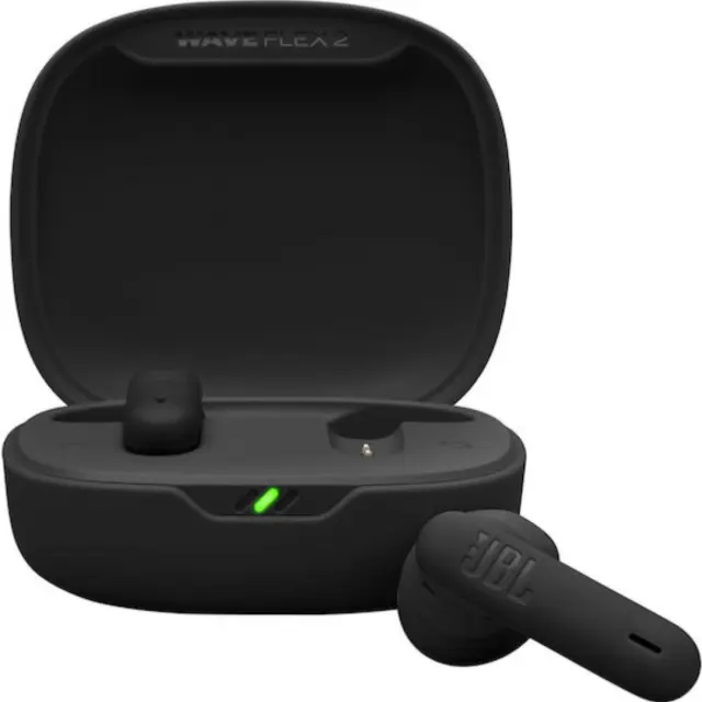 JBL Wave Flex 2 Black – Ασύρματα Bluetooth 5.3 Ακουστικά με Pure Bass, 4 Μικρόφωνα, Smart Ambient, IP54 + 40 Ώρες