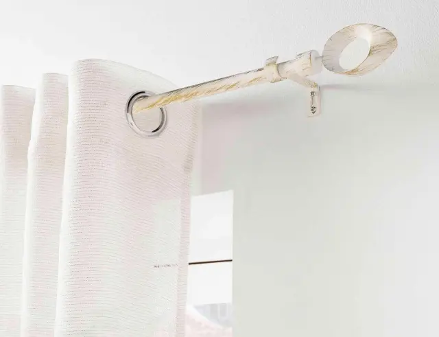 Μονό Κουρτινόξυλο Ovalon Douceur d'intérieur με διάμετρο 19mm και επέκταση 120 - 210cm - White/Gold 1900526