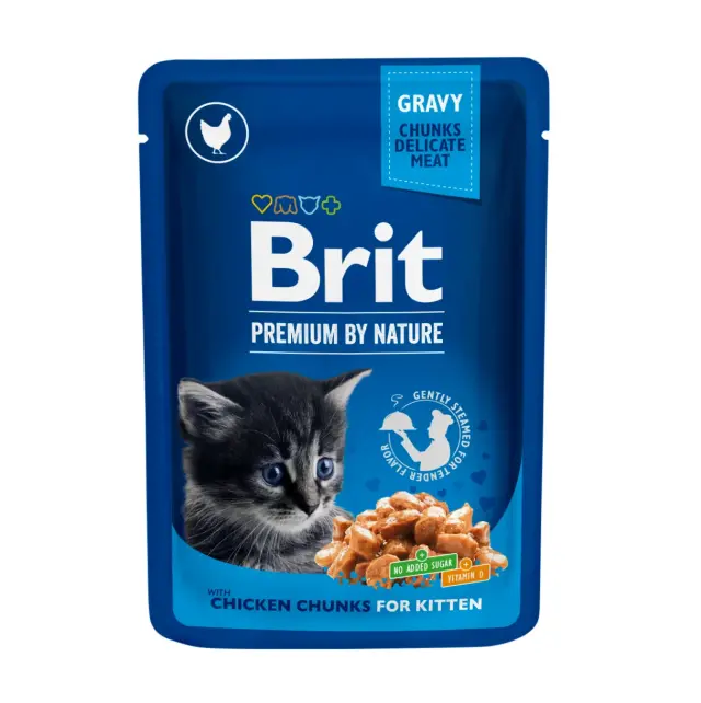 Brit Premium By Nature® Kitten Φακελάκια Κομμάτια σε Σάλτσα με Κοτόπουλο 100gr