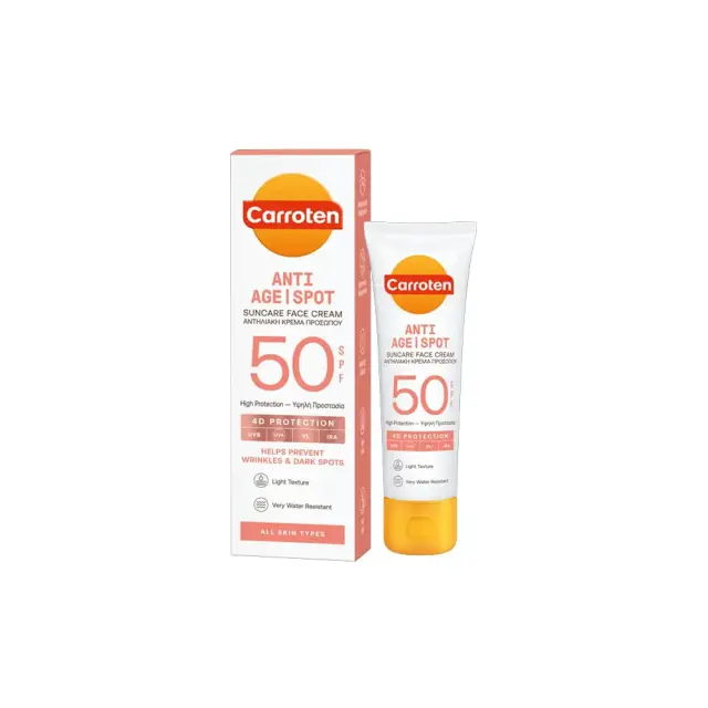Carroten Anti Age Spot Suncare Face Cream SPF50 4D Protection Αντηλιακή Κρέμα Προσώπου Κατά των Κηλίδων, 50ml