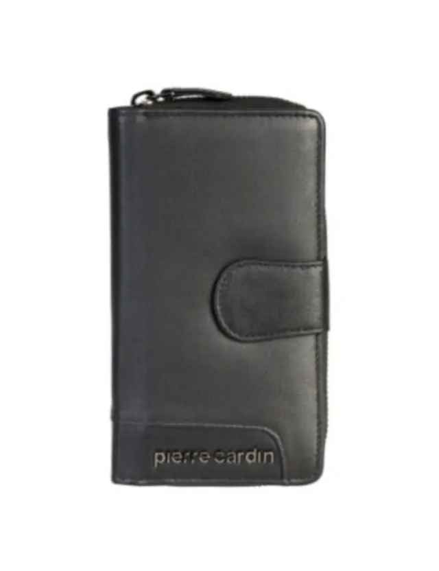 Pierre Cardin Μεγάλο Δερμάτινο Γυναικείο Πορτοφόλι με RFID Μαύρο