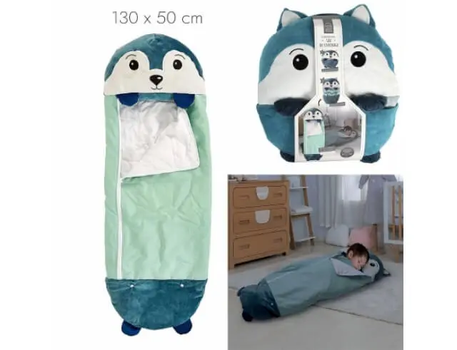Παιδικός υπνόσακος Home Deco Kids TX9402 Σχέδιο λύκου, Μετατρέψιμος, Mε Ενσωματωμένο μαξιλάρι, 50x130cm, Απόχρωση Μπλε TX9402