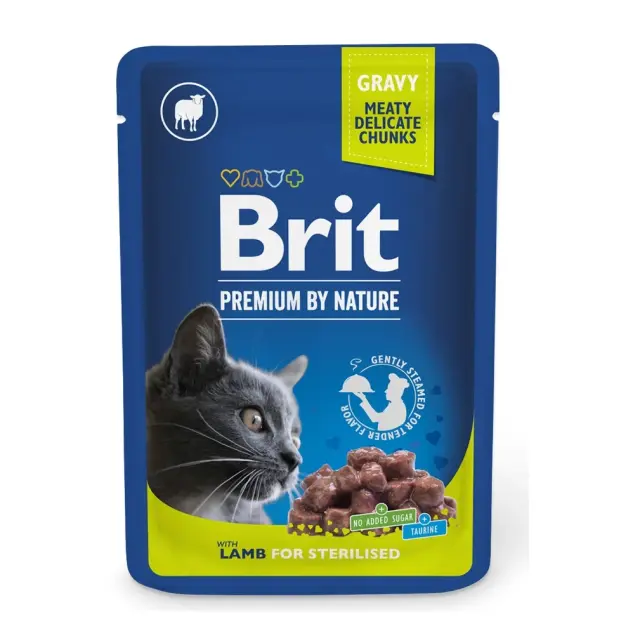 Brit Premium By Nature® Cat Pouches Sterilised Φακελάκια Κομμάτια σε Σάλτσα με Αρνί 100gr