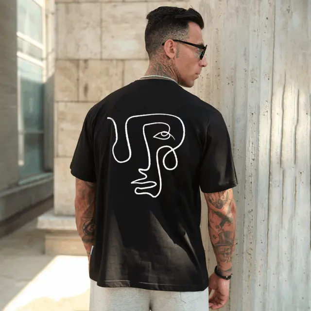 T-shirt Noshame® Oversized Μαύρο με τύπωμα - 142677 - XXL