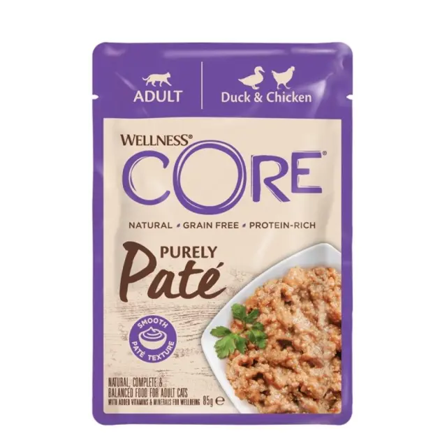 Wellness Core Cat Adult Πατέ Πάπια & Κοτόπουλο 85gr Μονόχρωμο
