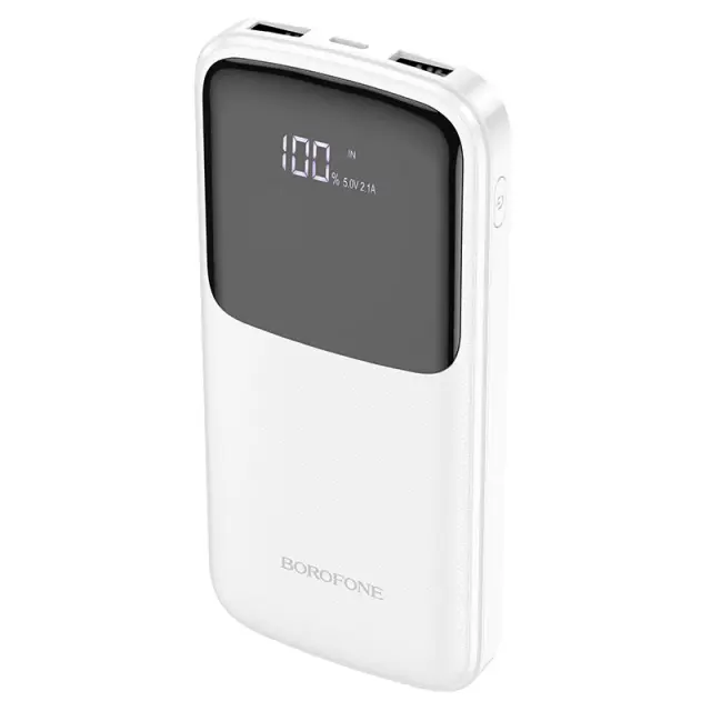 Borofone Power Bank 10000mAh με 2 Θύρες USB-Α Λευκό BJ17