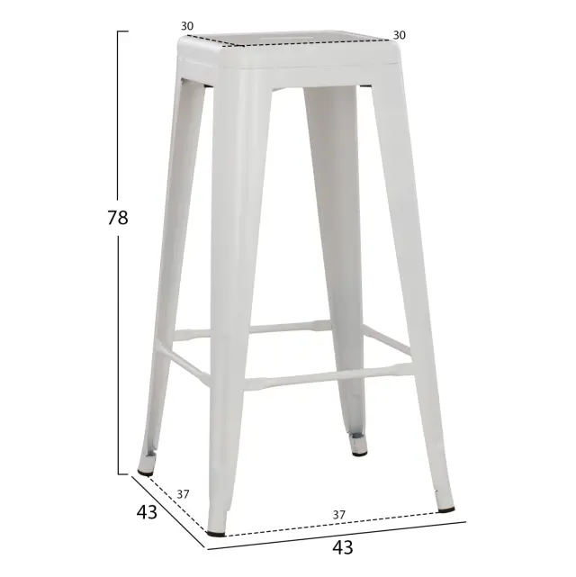 ΣΚΑΜΠΟ ΜΠΑΡ ΜΕΤΑΛΛΙΚΟ FB98642.41 ΣΕ ΛΕΥΚΟ ΜΑΤ 43x43x78Υεκ. 2
