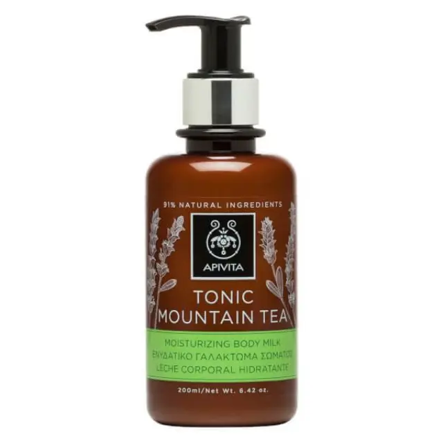 Apivita Tonic Mountain Tea Moisturizing Body Milk Ενυδατικό Γαλάκτωμα Σώματος με Αιθέρια Έλαια Τσάι του Βουνού, 200ml