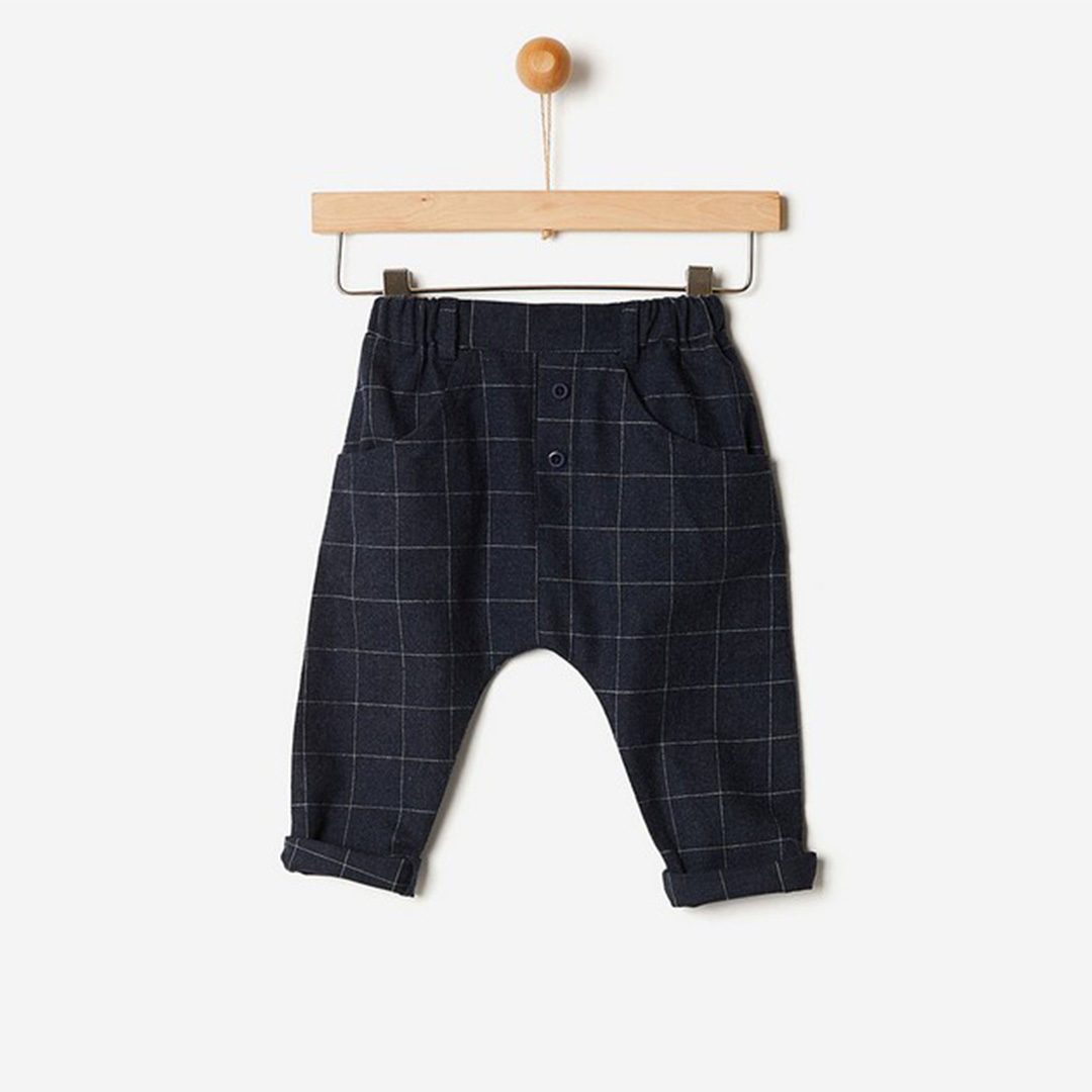 Παντελόνι Φανέλα Καρώ Dark Denim YELL-OH - Navy Μπλε