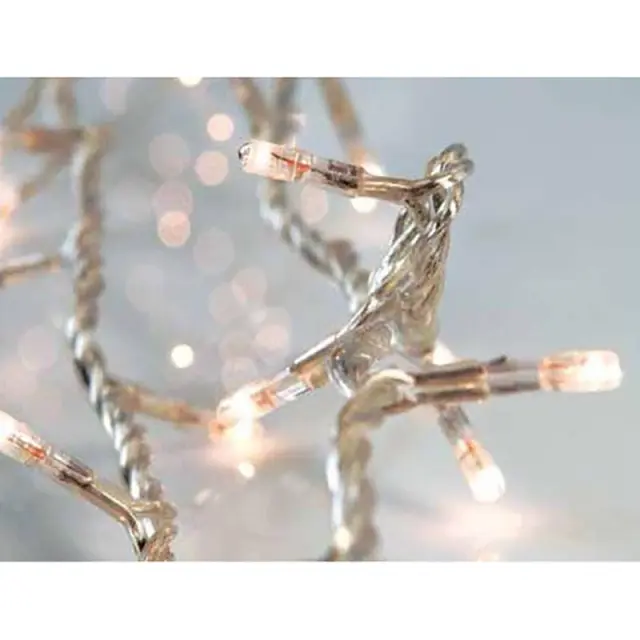 100 Led Με Πρόγραμμα Διάφανο Καλώδιο Θερμό Λευκό Led IP44 31V
