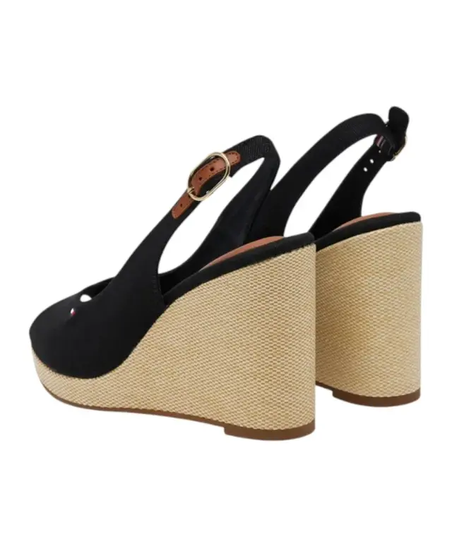 Tommy Hilfiger - Καλοκαιρινές Γυναικείες Πλατφόρμες Iconic Elena Sling Back Wedge FW0FW04789-BDS Μαύρο 3