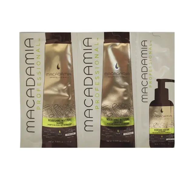 Macadamia Nourishing Moisture Trio Foil Pack Shampoo 10ml & Conditioner 10ml & Oil 5ml - (πακέτο σαμπουάν & μαλακτική & έλαιο)