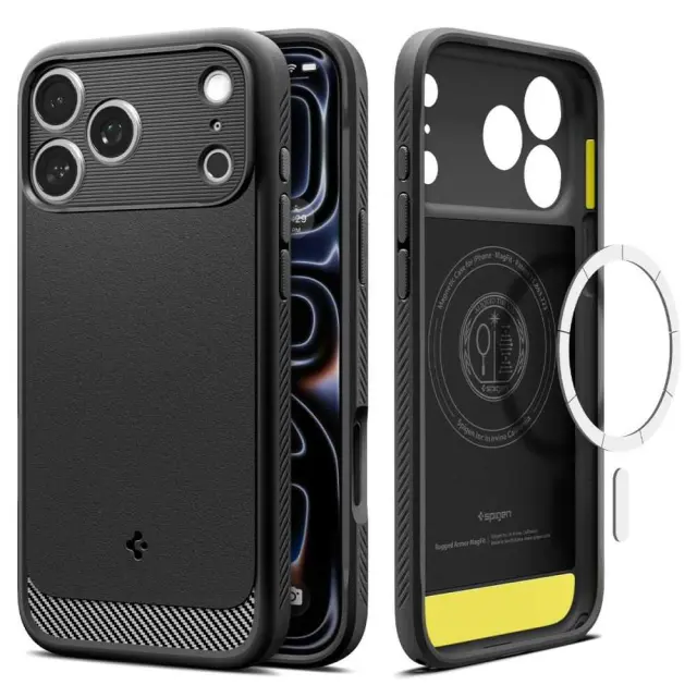 Spigen Rugged Armor MagSafe, matte black - iPhone 18 Pro Max/17 Pro Max