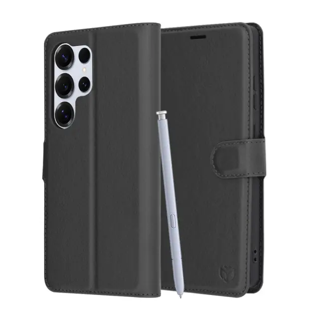 Techsuit® Leather Folio Θήκη για Galaxy S25 Ultra- Black