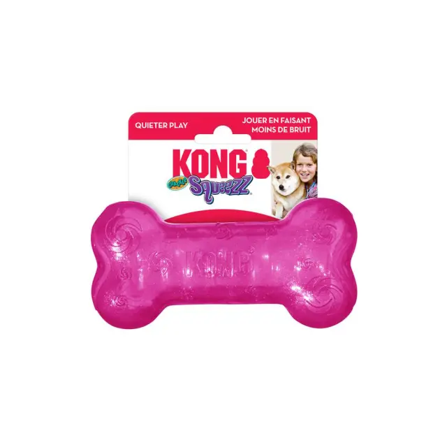 Kong Παιχνίδι Μάσησης & Ανάκτησης με Ήχο για Σκύλους Squeezz Crackle Bone/M 0x15.2x4.4cm Μονόχρωμο