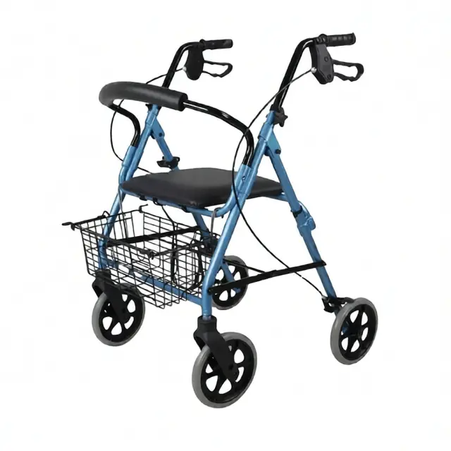 Rollator - Περιπατητήρα Αλουμινίου με Χειρόφρενα & Καλάθι – Ρυθμιζόμενο Ύψος - Μπλε