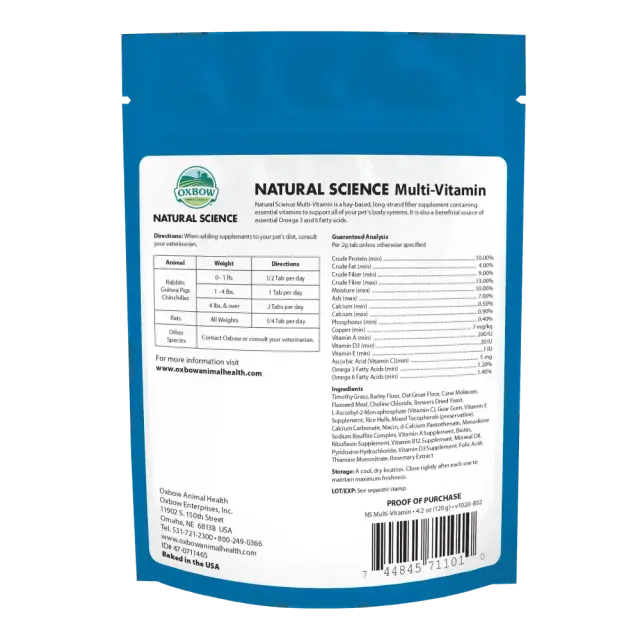 Oxbow Natural Science Συπλήρωμα Διατροφής Multi Vitamin 120gr Μονόχρωμο 2
