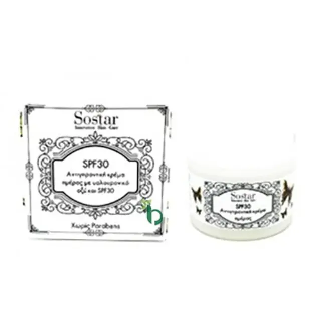 SOSTAR Focus Antiageing Face Cream Hyaluronic Acid SPF30 Αντιγηραντική Κρέμα Ημέρας με Υαλουρονικό Οξύ, 50ml