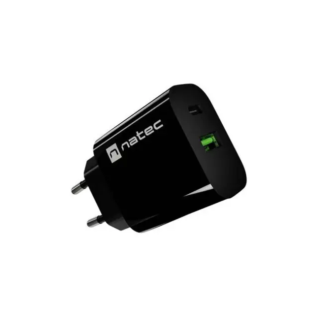 Natec Φορτιστής Ribera 20W USB-A USB-C Black (NUC-2397)
