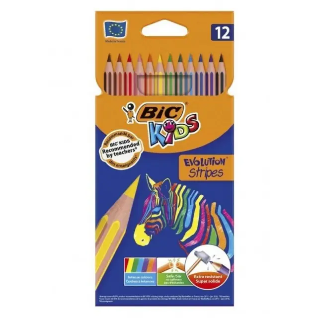 Ξυλομπογιές Bic Evolution Stripes Σετ 12 Χρωμάτων 2