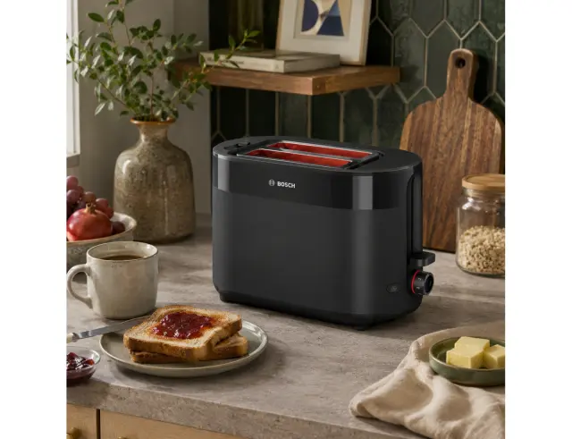 Compact Φρυγανιέρα Bosch MyMoment TAT2M123 με ισχύ 950W και χωρητικότητα 2 φέτες ψωμιού - Black TAT2M123