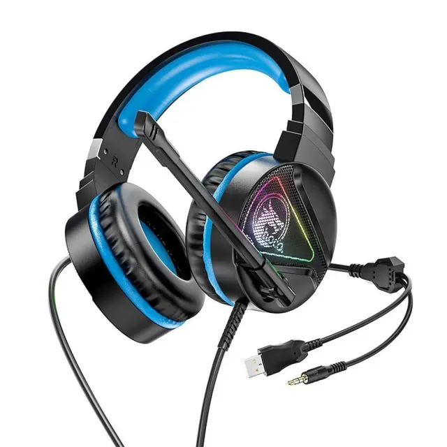 Hoco W104 Over Ear Gaming Headset με σύνδεση USB/3.5mm Μαύρο/Μπλε