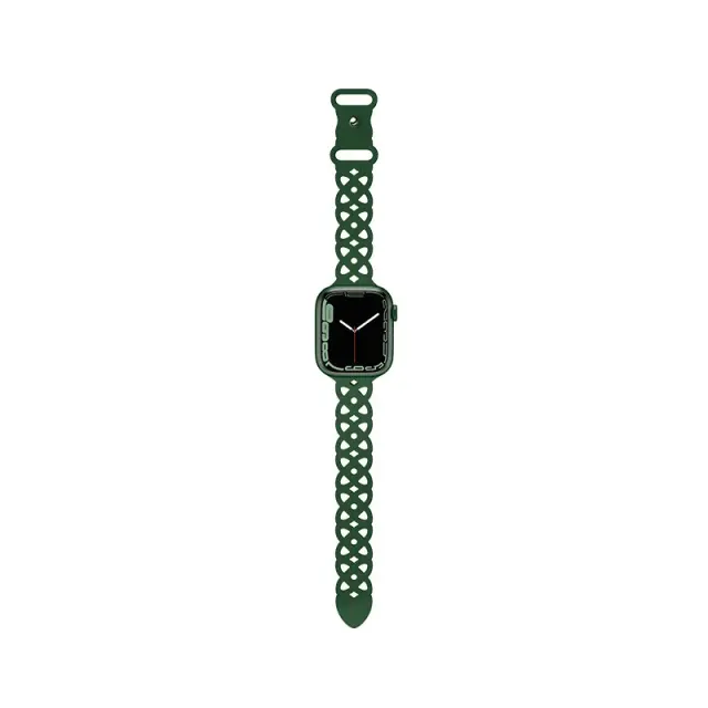Watchband Hoco WA09 Flexible Rhombus Hollow 38/40/41mm για Apple Watch 1/2/3/4/5/6/7/8/SE Dark Green Silicon Band 3