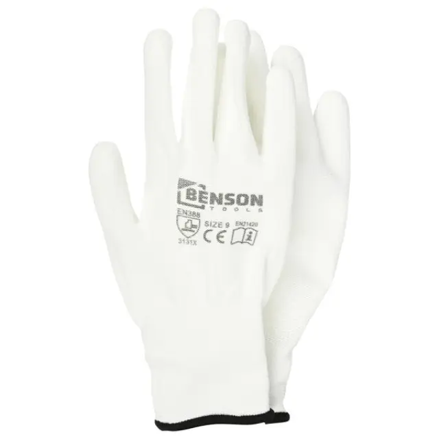 Working gloves PU palm white size 9
