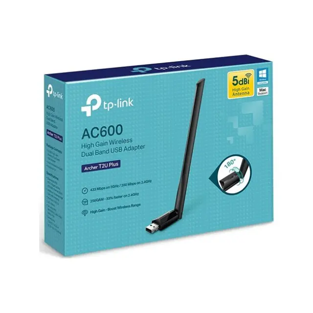 TP-LINK Wi-Fi Dual Band USB Adapter,433Mbps AC600 High Gain(ARCHER T2U PLUS) (TPARCHERT2UPLUS) 3