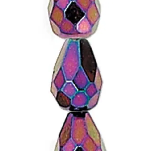 Χάντρα Fire Polish Δάκρυ Purple Iris 13x10mm ~13τεμ