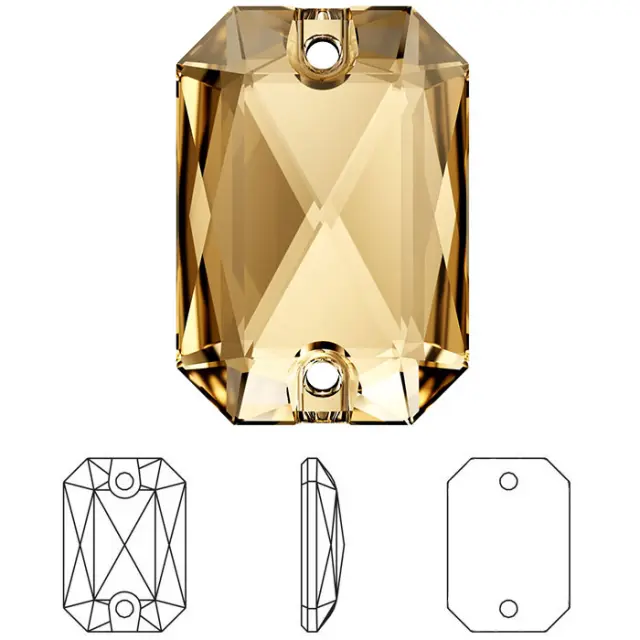 Swarovski 3252 Emerald Cut Sew-on Crystal Golden Shadow 20x14mm - 1τεμ