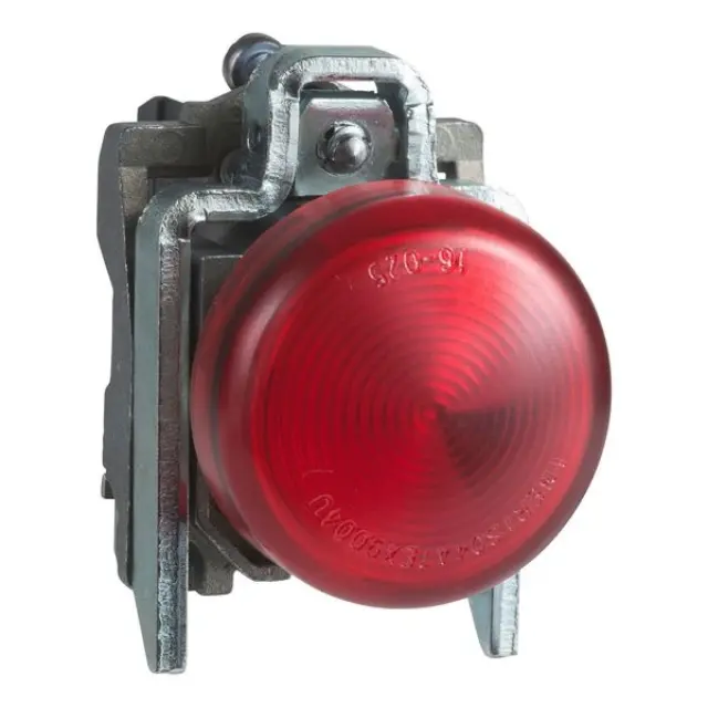 Harmony XB4, Pilot light, metal, red, Ø22, plain lens with integral LED, 110…120 VAC