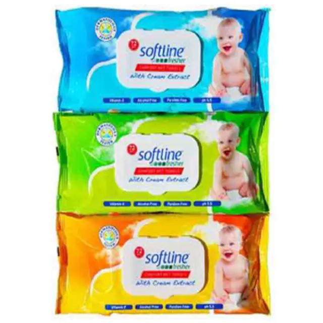 Softline Μωρομάντηλα Comfort With Cream Με Καπάκι 72Τεμ