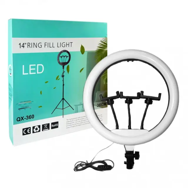 Ring Light QX-360 14 3000-6000K με τρίποδο και βάση για κινητό 2