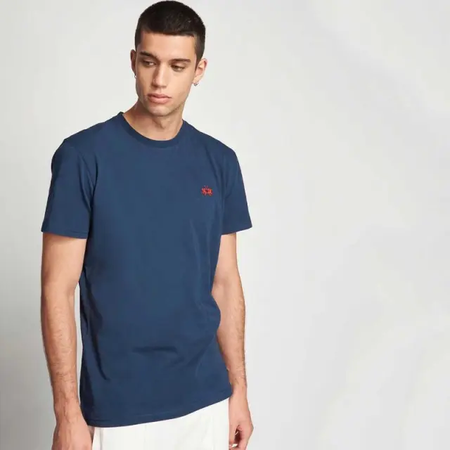 La Martina - Ανδρικό T-Shirt Regular Fit CCMR04-JS206-07017 Μπλε - 2XL