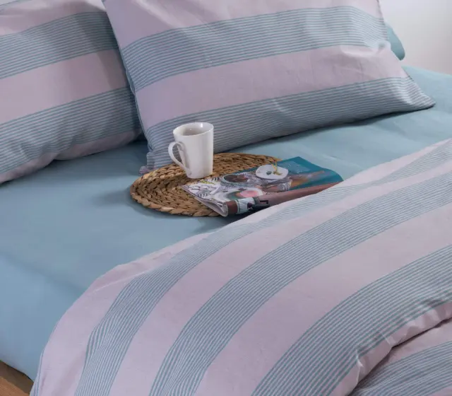 ΣΕΤ ΣΕΝΤΟΝΙΑ ΒΑΜΒΑΚΕΡΑ ΔΙΠΛΑ CASUAL STRIPE 200Χ270 NEF-NEF HOMEWARE PETROL 2