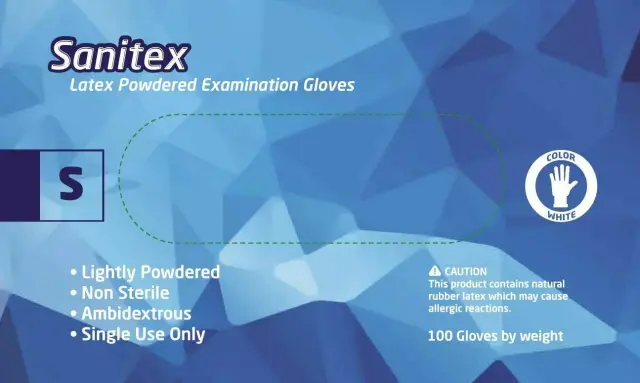 Sanitex Γάντια Εξεταστικά Λάτεξ με Πούδρα Small, 100τμχ