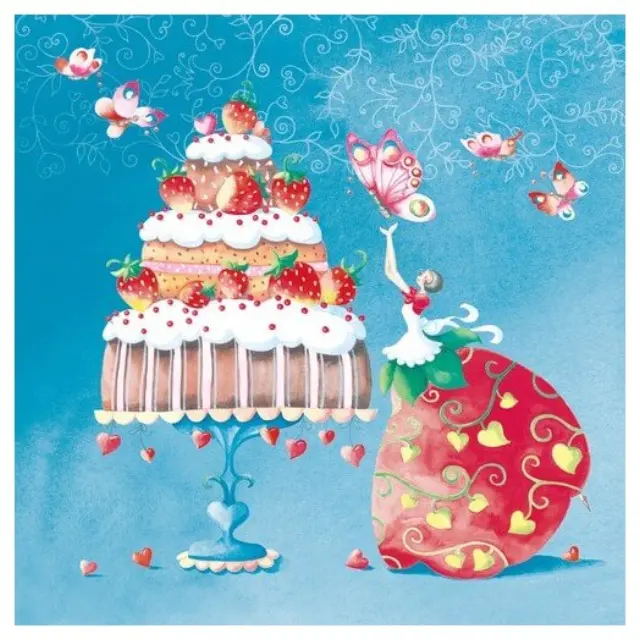 Χαρτοπετσέτα για Decoupage, Strawberry Cake, 1τεμ