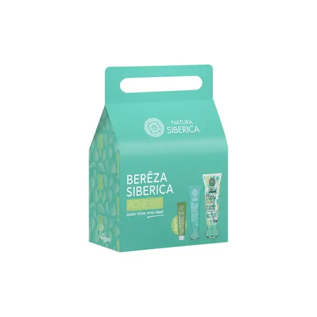 Natura Siberica Bereza Siberica Acne Kit για Λιπαρές & Ακνεϊκές Επιδερμίδες με Καθαριστικό Τζελ Προσώπου, 75ml, Anti Blemish Spot Treatment Serum Ορός Προσώπου, 30ml & Δώρο Ενυδατική Κρέμα-Τζελ Προσώπου, 30ml, 1σετ