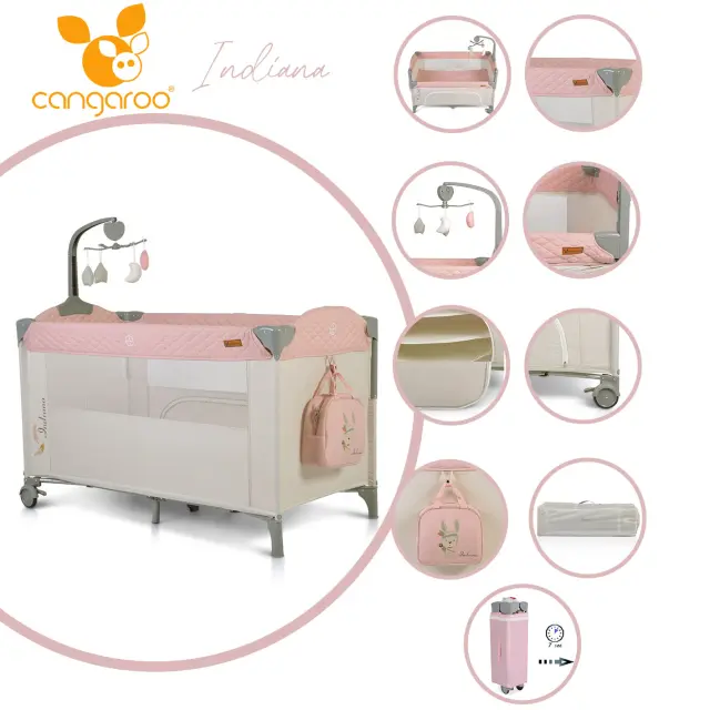 CANGAROO - Folding cot Indiana pink - 3800146248345