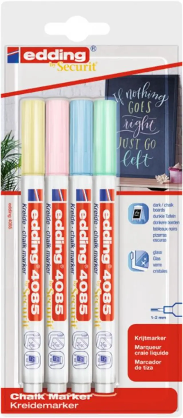 Edding 4085 Μαρκαδόροι Κιμωλίας 4 Pastel Χρώματα Blister/ 01.4085/4BLPASTEL (Edding)
