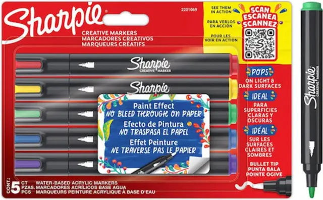 Sharpie Ακρυλικοί Μαρκαδόροι Acrylic Markers Σετ 5τμχ (Sharpie)