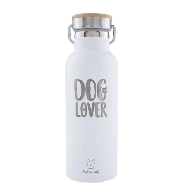 Eco Life Bamboo Thermos Bottle Λευκό Dog Lover 500ml Λευκό