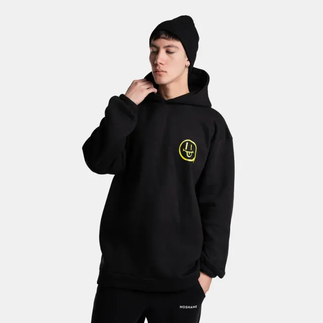 Φούτερ Noshame® Μαύρο με τύπωμα Smiley Face - 512532 - M
