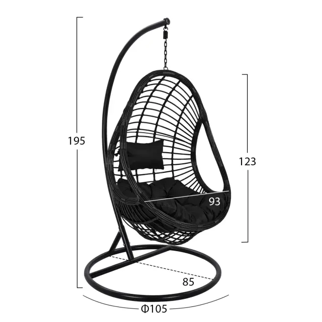 ΚΡΕΜΑΣΤΗ ΠΟΛΥΘΡΟΝΑ ΦΩΛΙΑ FB95541.02 ΜΕ ΜΑΥΡΟ WICKER & ΜΑΞΙΛΑΡΙΑ Φ105Χ195Υ εκ. 2