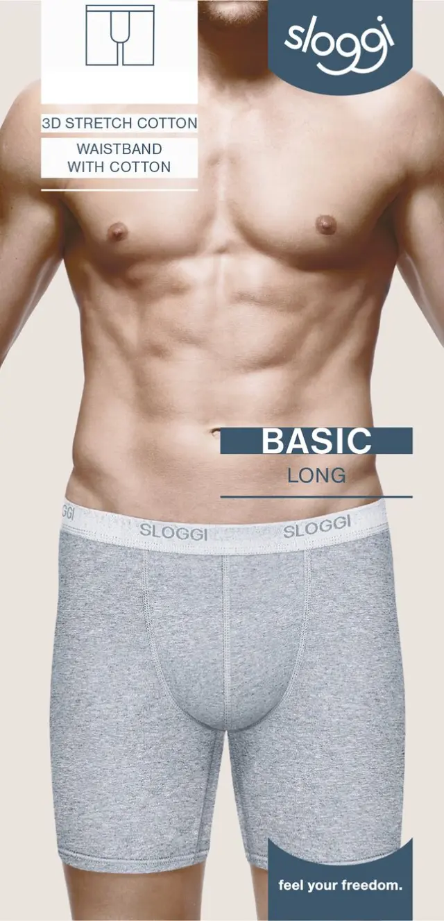 Sloggi Men Μποξεράκι Basic Long Γκρι Μελανζέ - 2XL