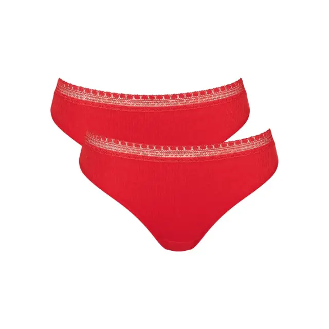 Sloggi Γυναικείο Slip GO Ribbed H Tai - Διπλό Πακέτο, Χρώμα Campari