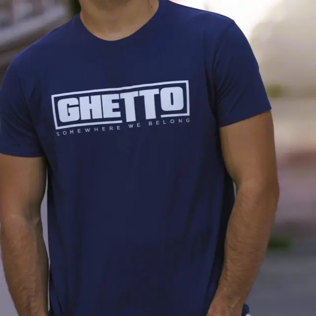 Ghetto Navy Blue T-Shirt White Logo “Somewhere We Belong” | Unisex 2