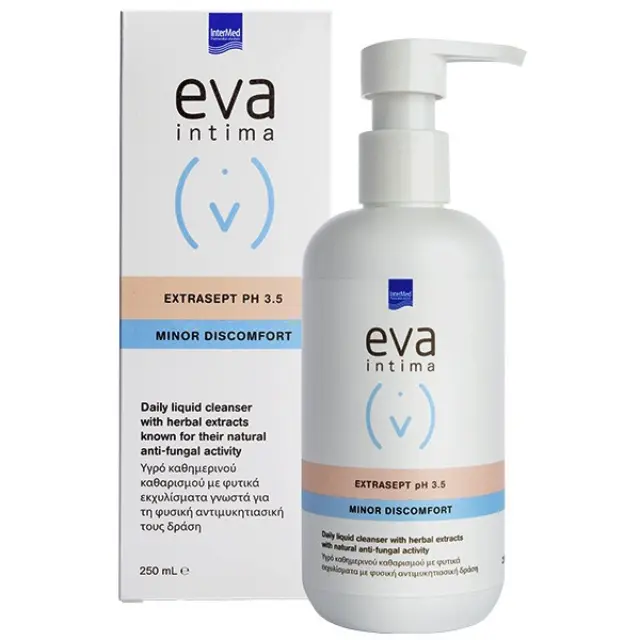 INTERMED Eva Intima Extrasept PH3.5 -Υγρό Καθημερινού Καθαρισμού Ευαίσθητης Περιοχής με Φυσική Αντιμυκητιασική Προστασία, 250ml
