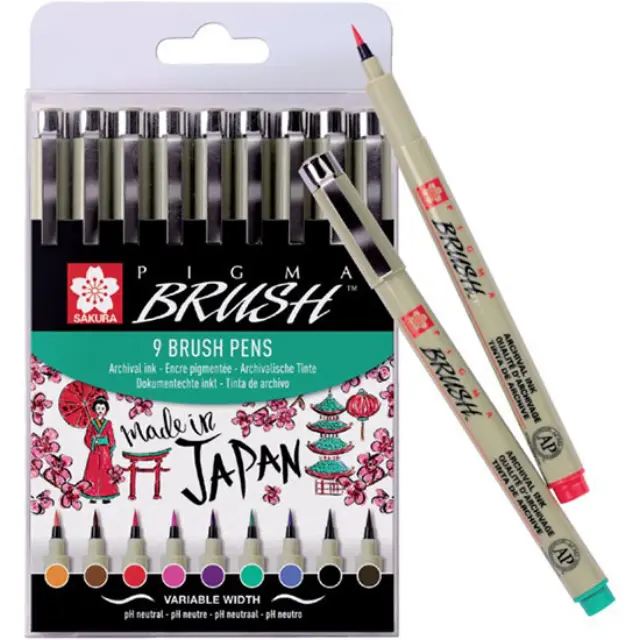 Σετ Μαρκαδόροι Sakura Pigma Brush 9 Χρώματα